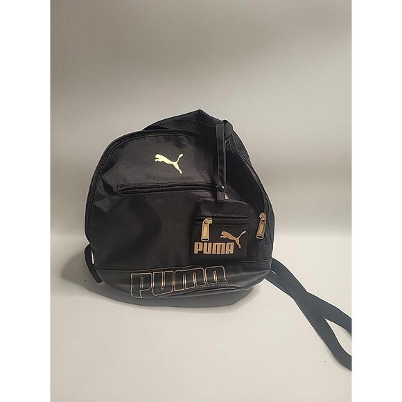 PUMA Black & Gold Evercat Puma Mini Backpack With Leather Bottom New Never Used - Picture 1 of 2